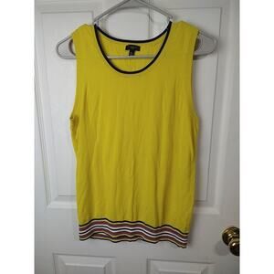 $ Talbots Women MP Yellow Sleeveless Sweater Preppy Tank Stripes Hemline
